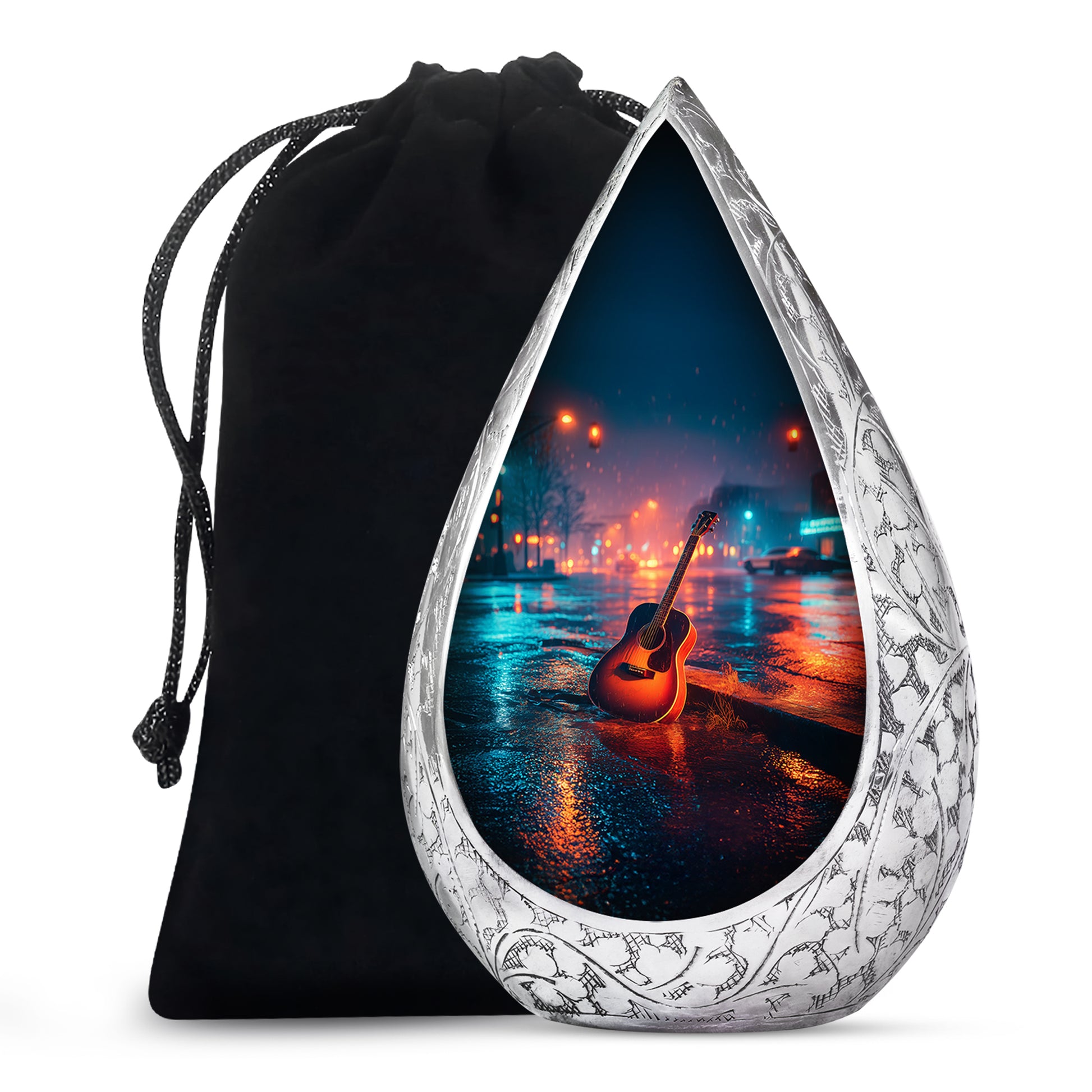 Guitar Cremation Urn - Street Music Theme Memorial Urn For Human Ashes