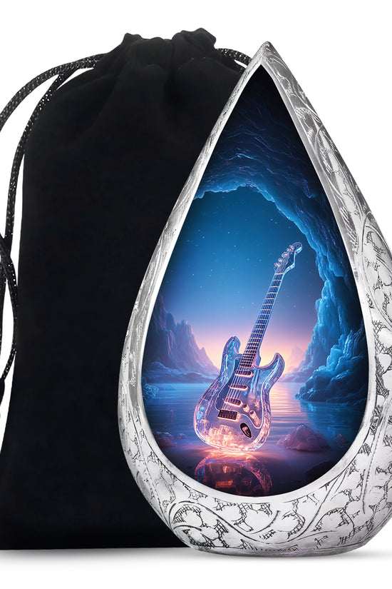 Crystal Guitar Memorial Urn - Music Theme Cremation Urn For Adult Ashes