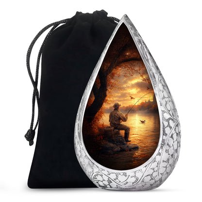 Lakeside Fishing Memorial Urn - Beautiful Cremation Urn For Human Ashes