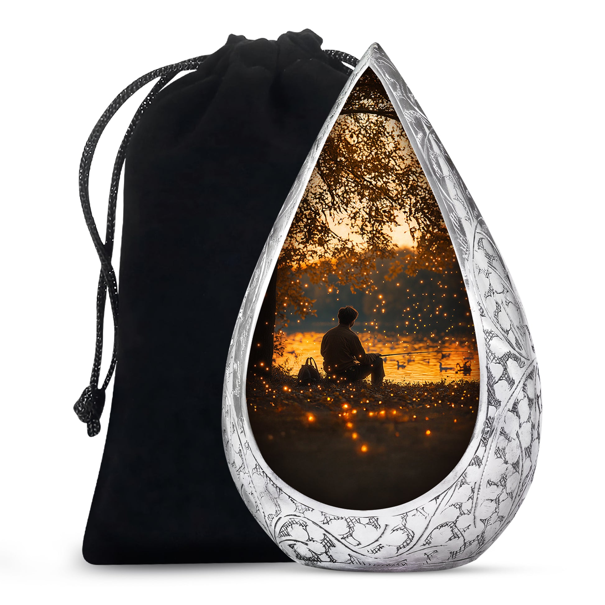 Fishing Sunset Themed Urn - Beautiful Cremation Urns For Male Ashes