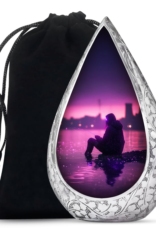 Purple Glow Fisherman Urn - Modern Memorial Urn For Human Ashes