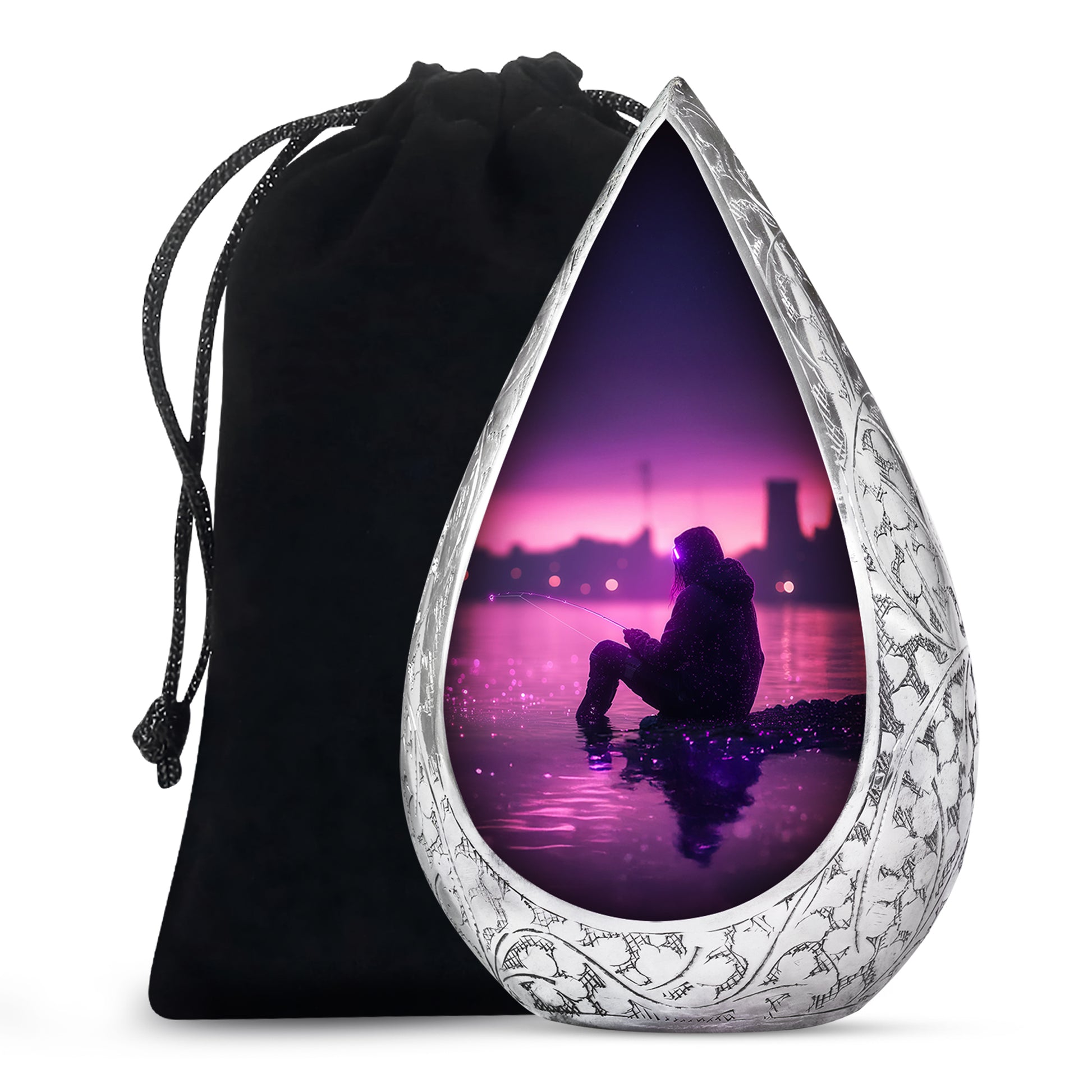Purple Glow Fisherman Urn - Modern Memorial Urn For Human Ashes