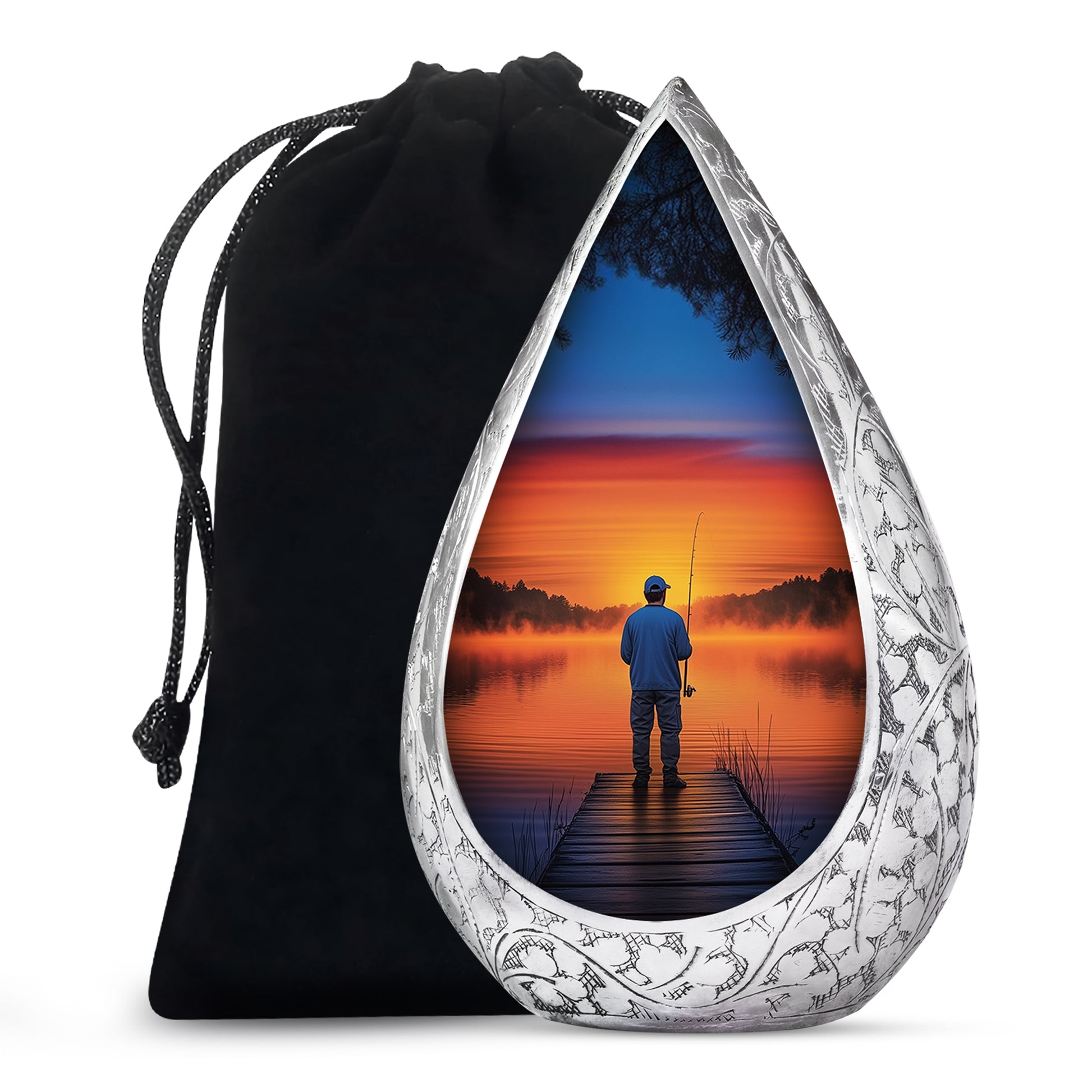Sunset Fishing Memorial Urn - Beautiful Sunset Memorial Urn For Adult Male