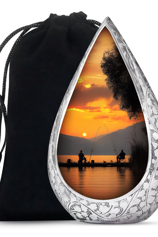 Friends Fishing Themed Cremation - Artistic Sunset Burial Fishing Urns