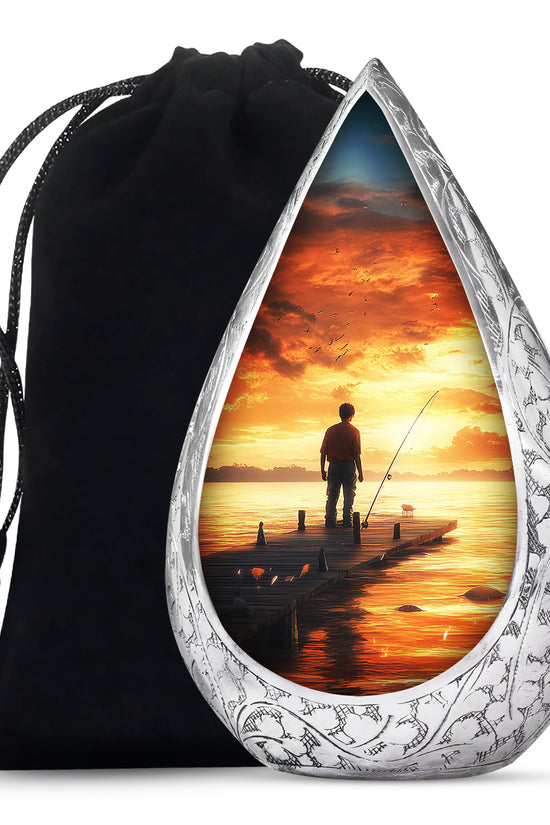 Fisherman Funeral Urn – Sunset Cremation Urn for Human Ashes