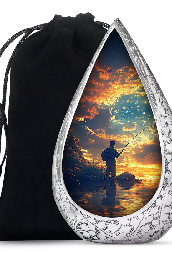 Fisherman Cremation Urn - Beautiful Sunrise Memorial Urns For Human Ashes