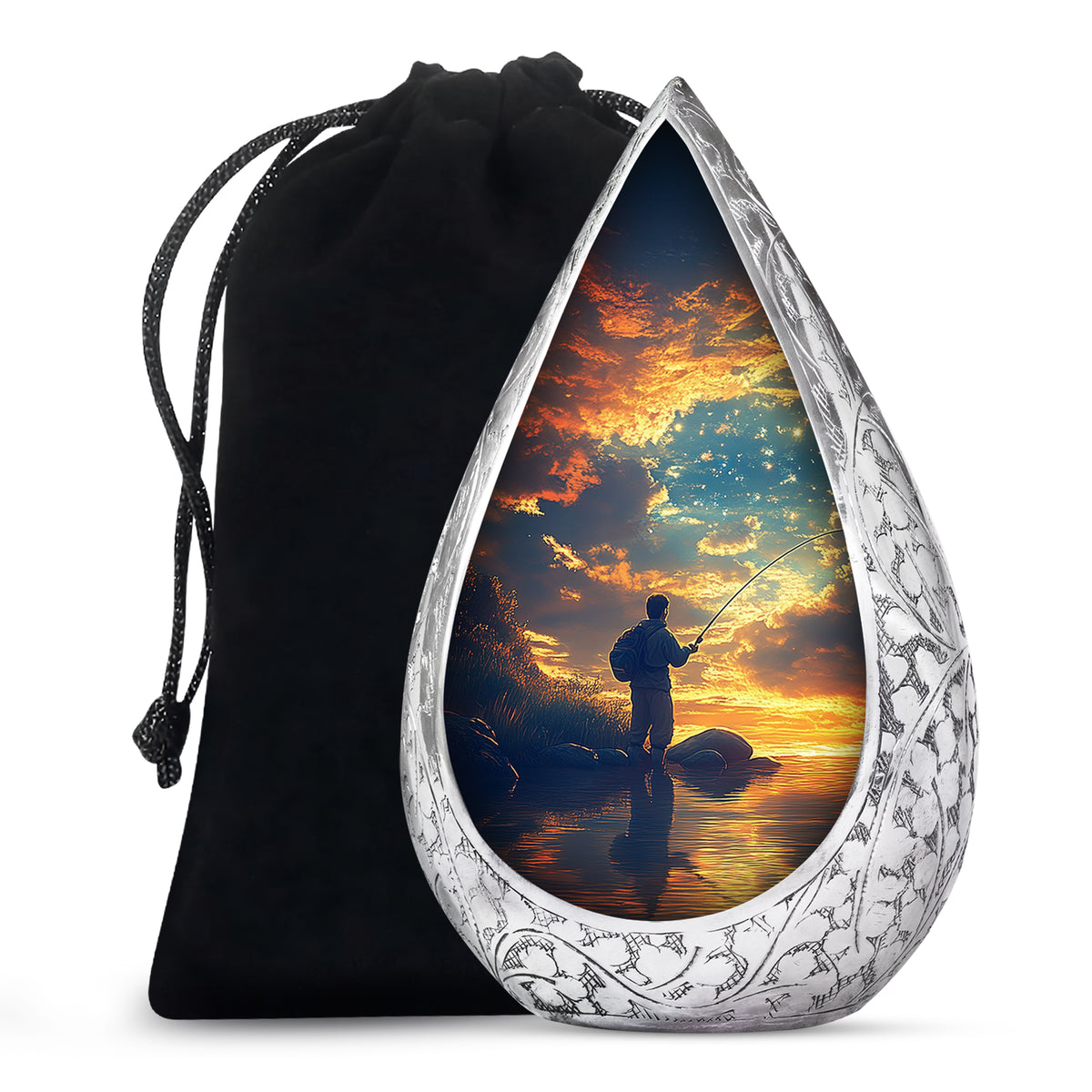 Fisherman Cremation Urn - Beautiful Sunrise Memorial Urns For Human Ashes