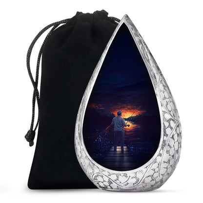 Peaceful Fishing Cremation Urn - Scenic Lake Cremation Urn For Human Ashes