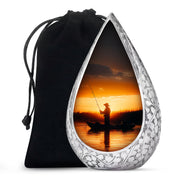 Fisherman Sunset Memorial Urn - Aluminum Cremation Urn For Burial