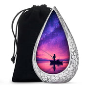 Galaxy Night Fishing Funeral Urn - Scenic Lake Cremation Urn For Dad