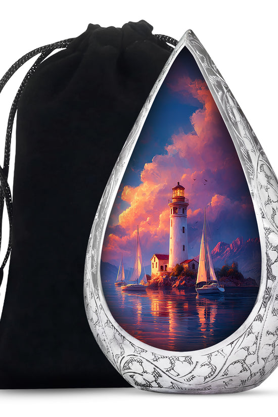 Sunset Lighthouse Memorial Urn - Ocean Cremation Urn For Human Ashes