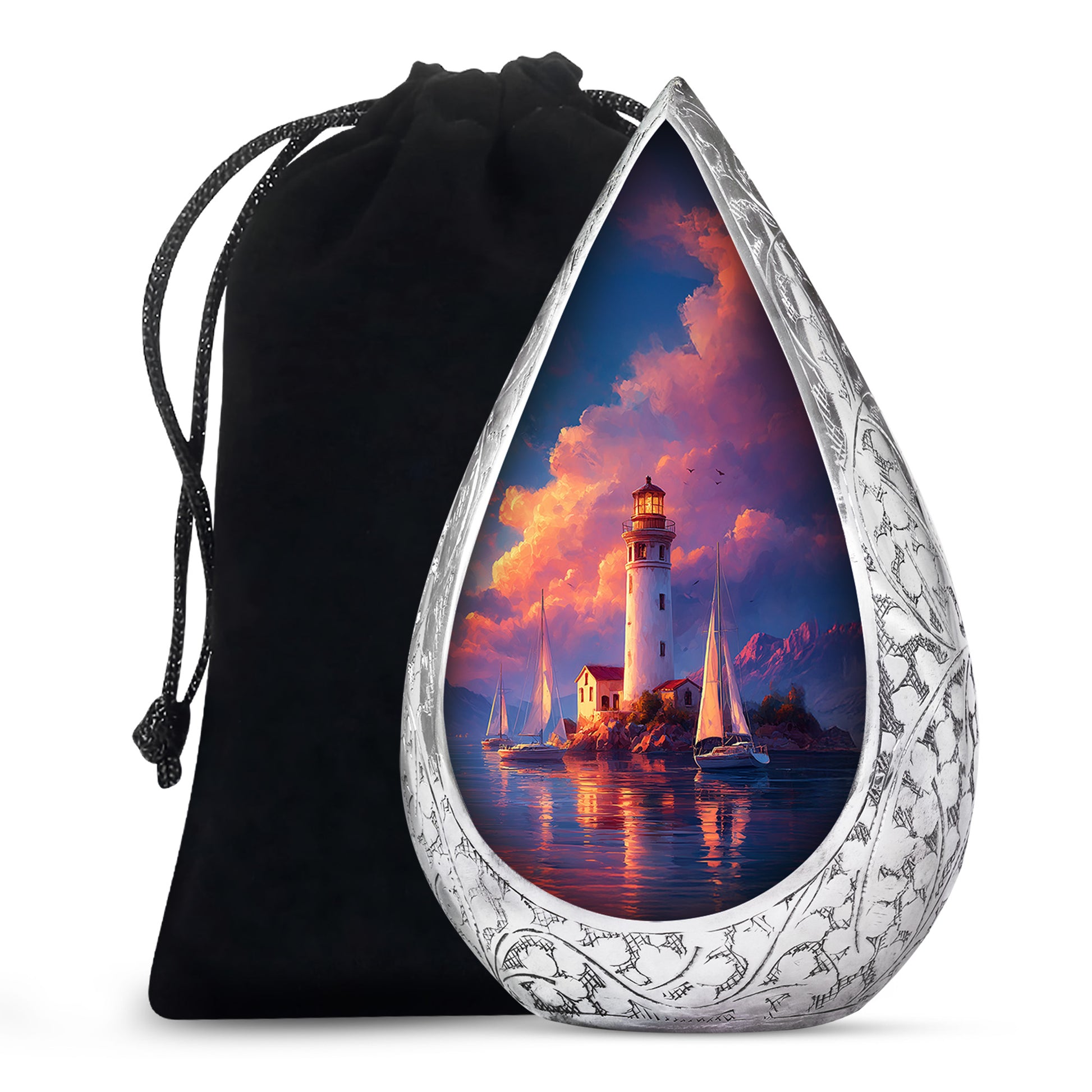 Sunset Lighthouse Memorial Urn - Ocean Cremation Urn For Human Ashes