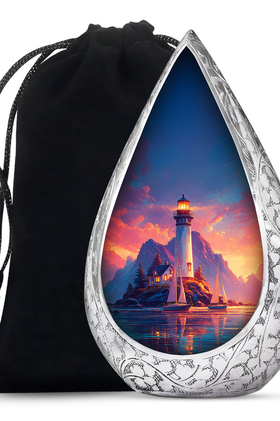 Lighthouse Sunset Urn - Artistic Cremation Urn For Adults
