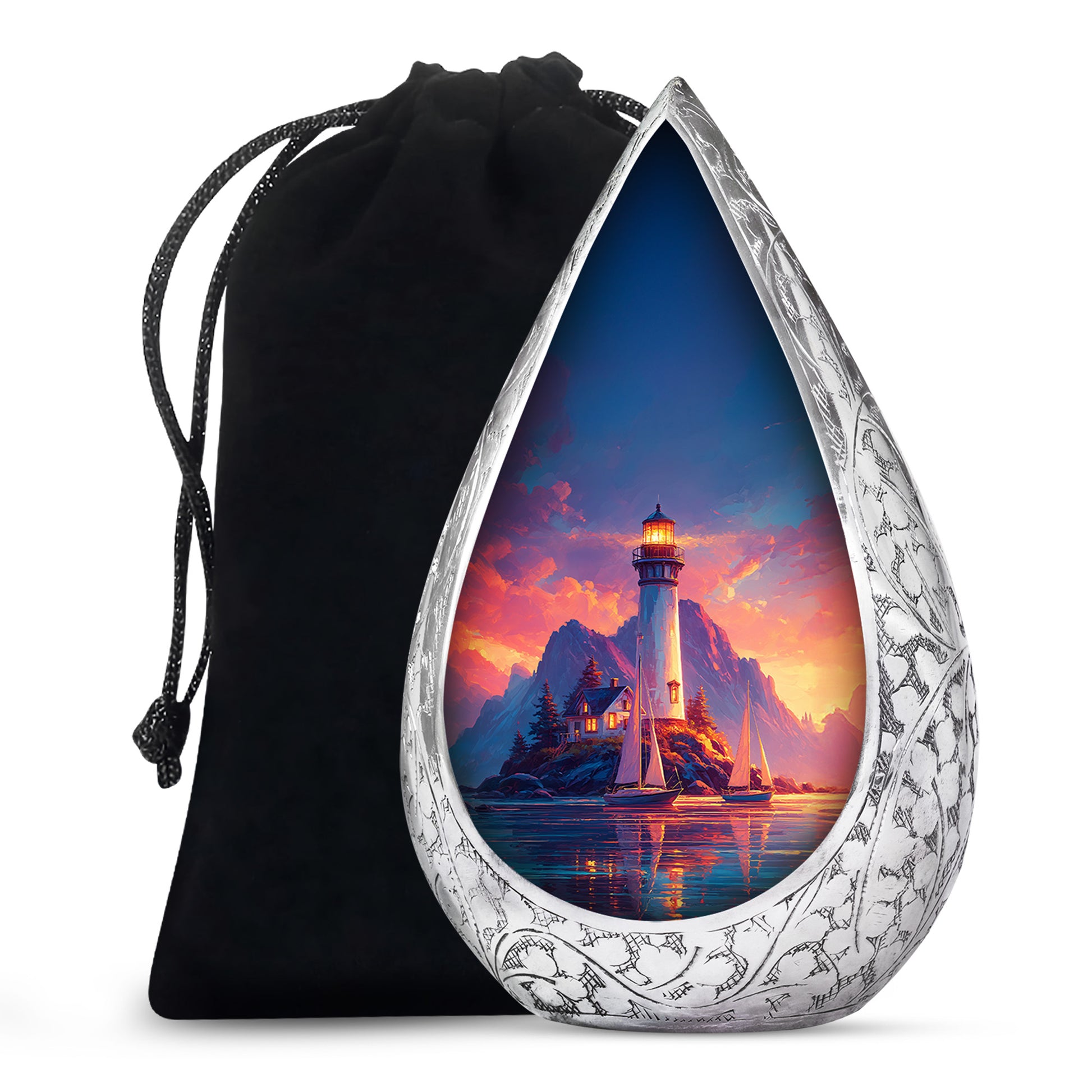 Lighthouse Sunset Urn - Artistic Cremation Urn For Adults