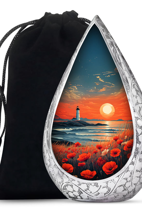 Peaceful Ocean Sunset Funeral Urn - Artistic Cremation Urn For Adults