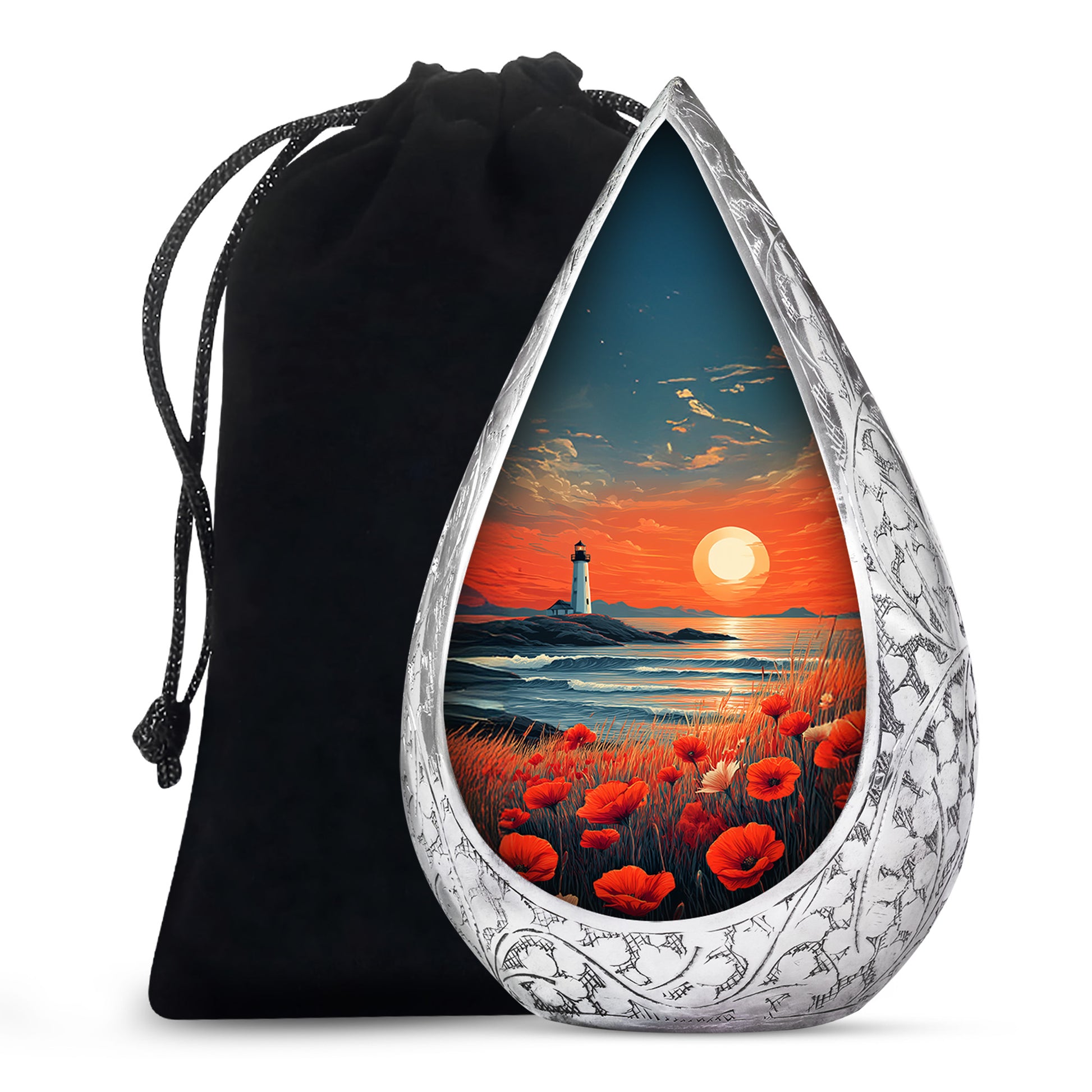 Peaceful Ocean Sunset Funeral Urn - Artistic Cremation Urn For Adults