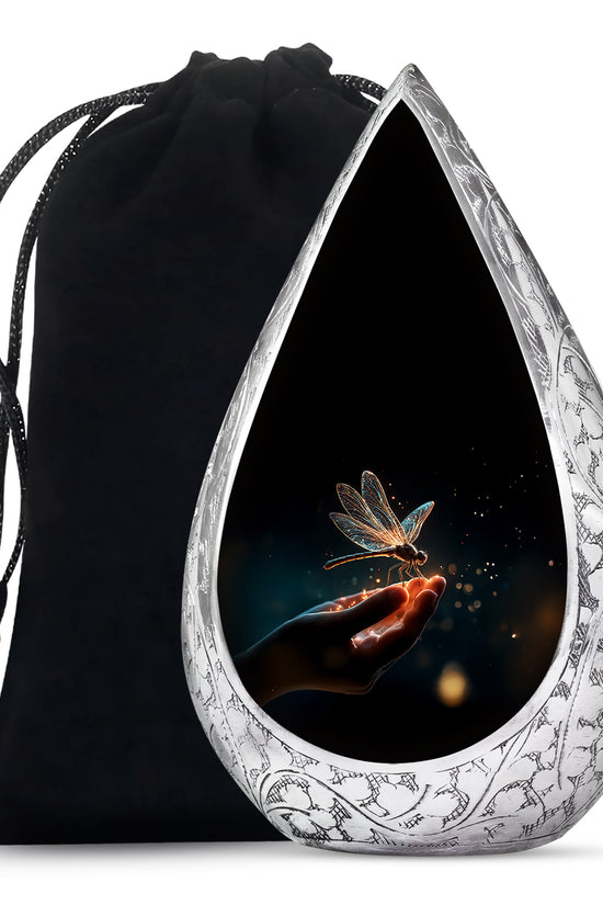Glowing Dragonfly Cramtion Urn - Black Funeral Urn For Loved Ones