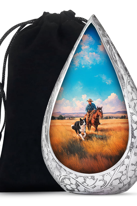 Cowboy Themed Cremation Urn - Memorial Buria Urns For Pet Ashes