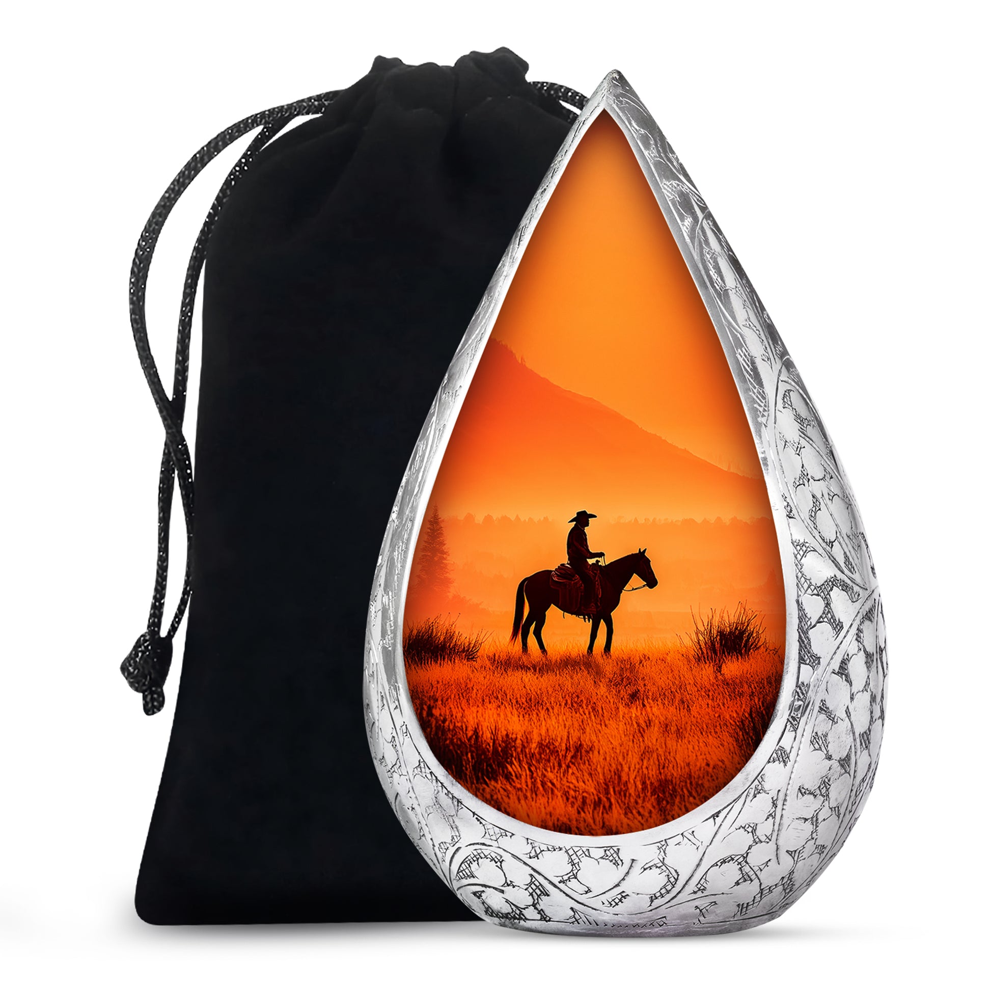 Cowboy Cremation Urns For Ashes - Beautiful Sunset Funeral Urns For Ashes