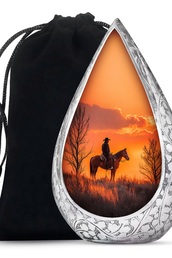 Cowboy Burial Urns For Ashes - Orange Memorial Urns For Pet Ashes