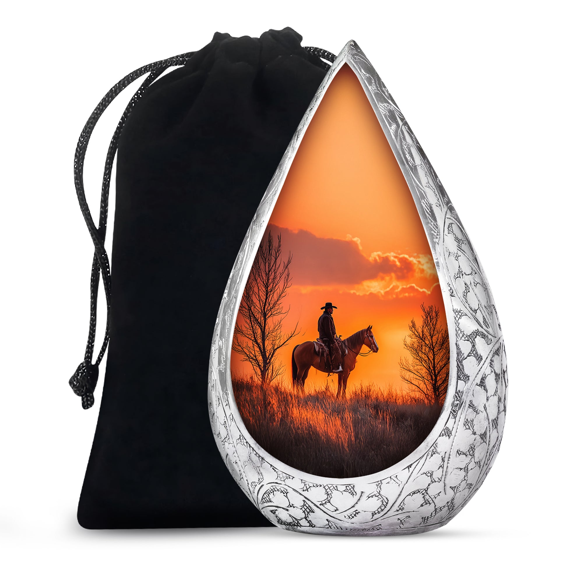 Cowboy Burial Urns For Ashes - Orange Memorial Urns For Pet Ashes