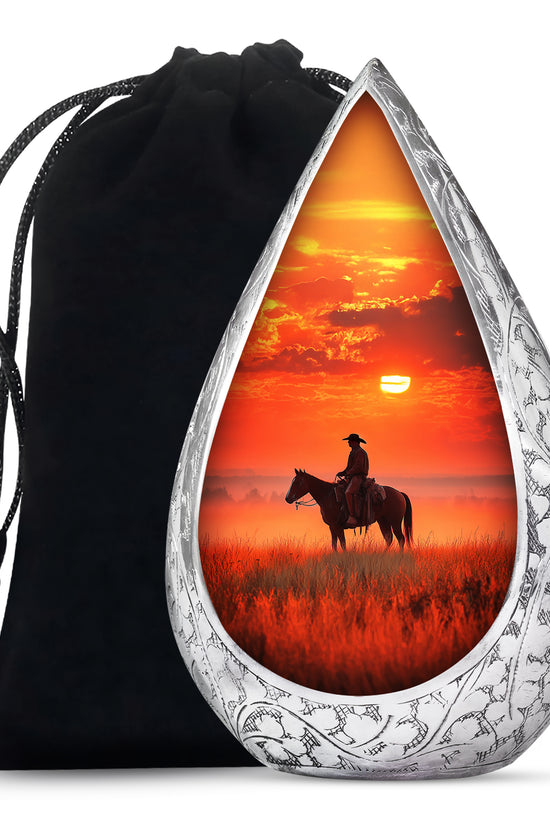Horserider Funeral Urns - Beautiful Sunrise Container For Human Ashes