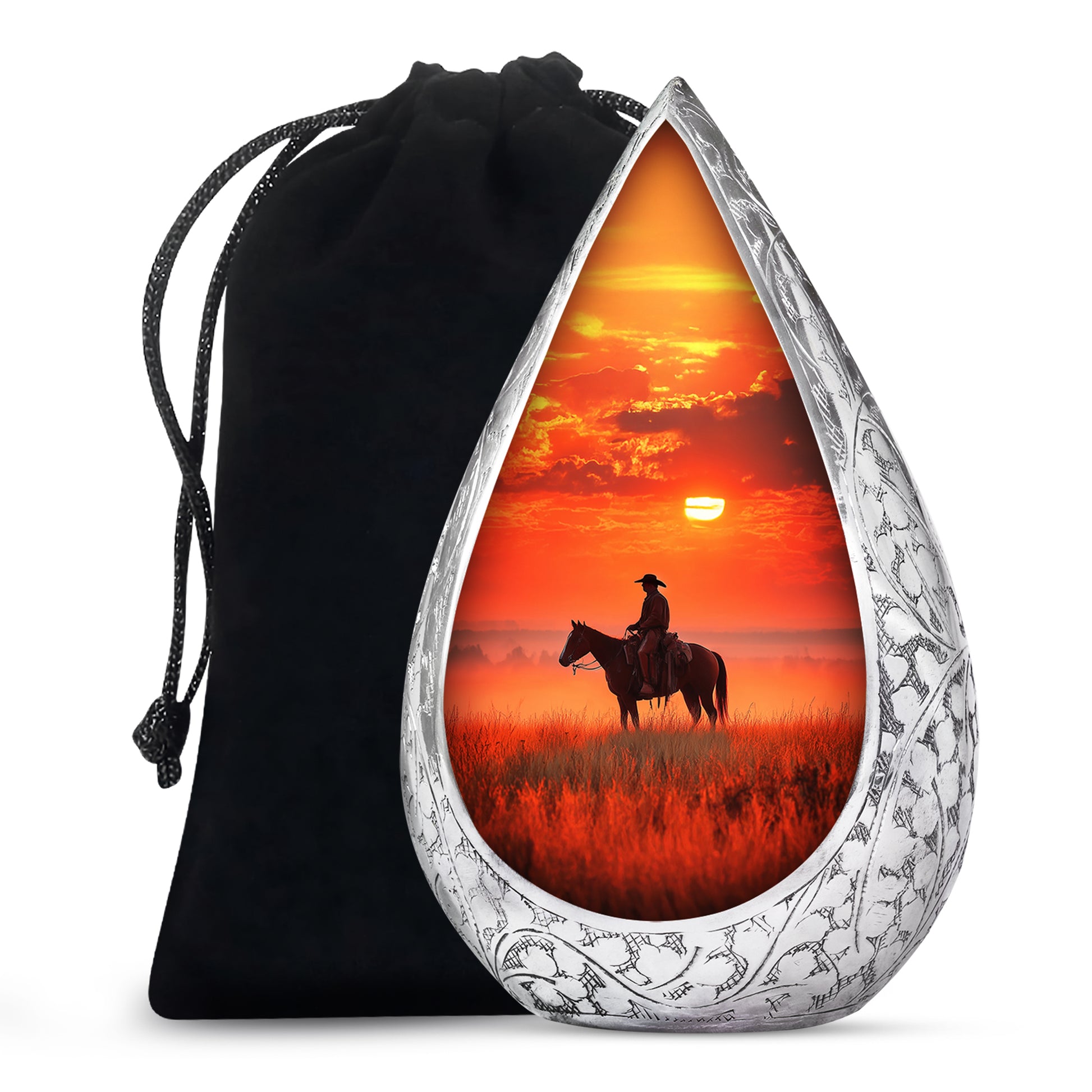 Horserider Funeral Urns - Beautiful Sunrise Container For Human Ashes
