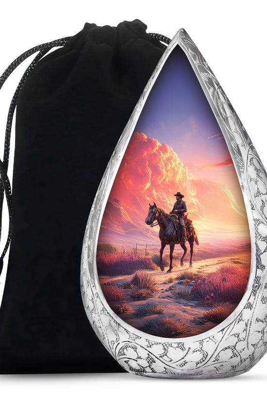 Cowboy Themed Funeral Urns - Beautiful Clowds Mountain Urns For Human Ashes