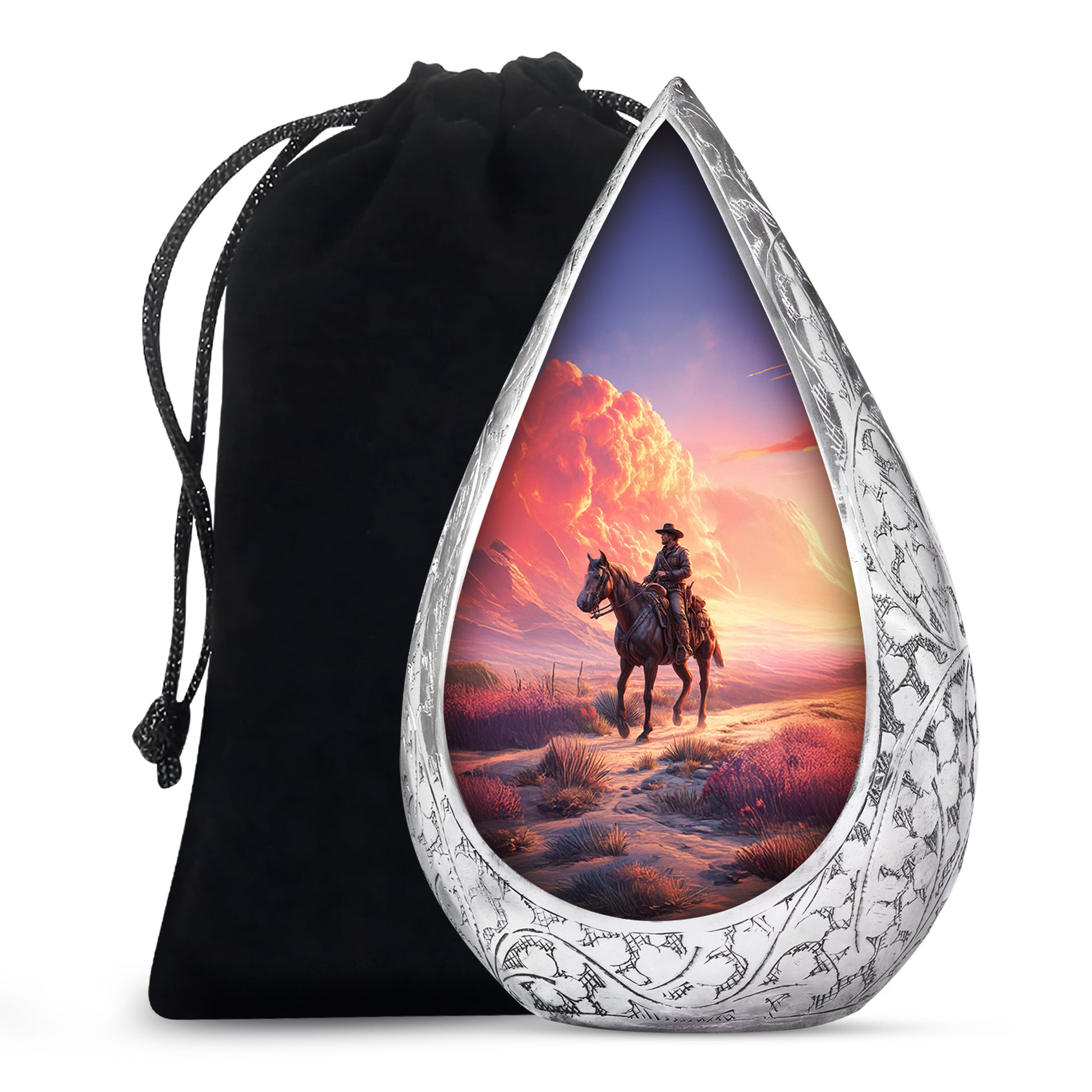 Cowboy Themed Funeral Urns - Beautiful Clowds Mountain Urns For Human Ashes