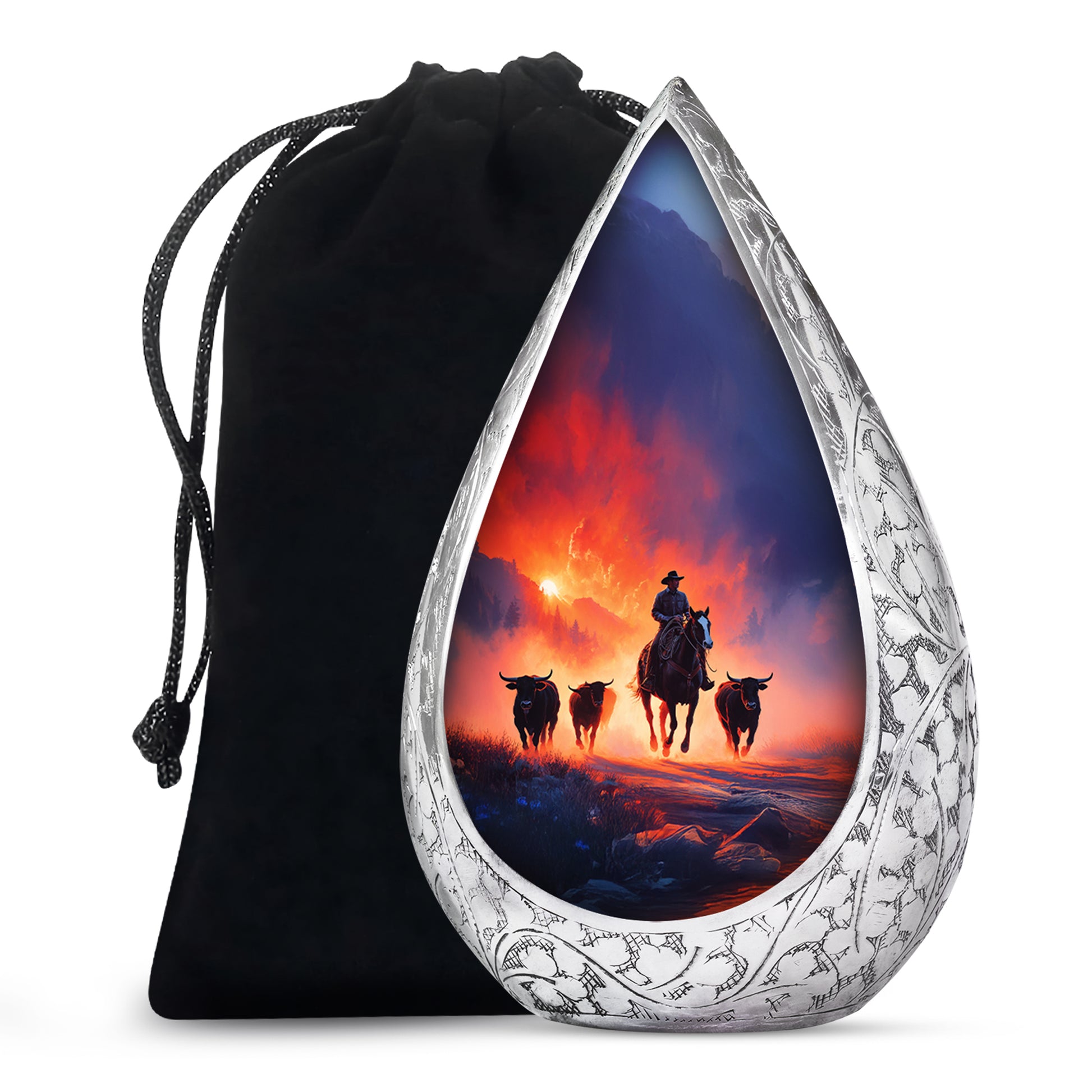 Cowboy Cremation Urns For Ashes - Sunset Memorial Urns For Pet Ashes