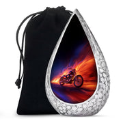 Flaming Motorcycle Urn - Biker Cremation Urn For Human Ashes