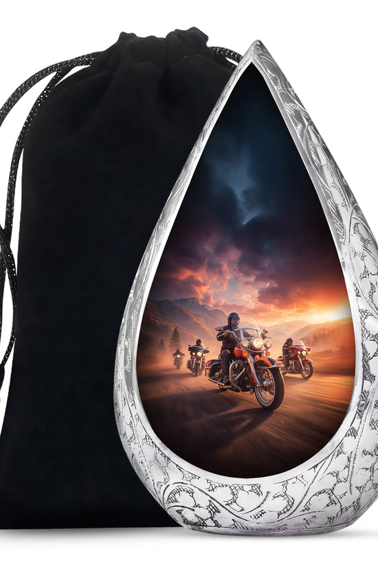 Motorcycle Riders Cremation Urn - Biker Memorial Urn For Loved Ones