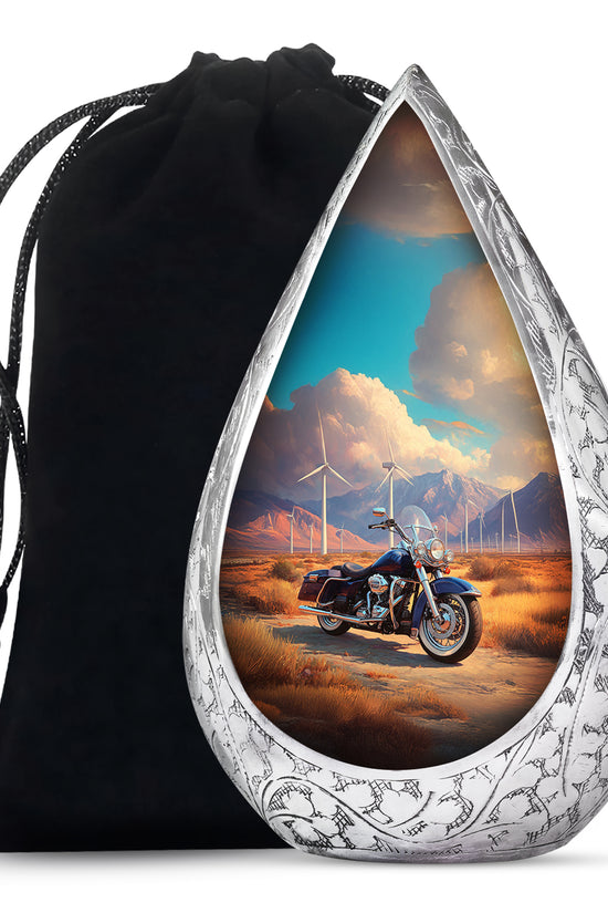 Scenic Motorcycle Memorial Urn - Windmill Valley Funeral Urn For Human Ashes