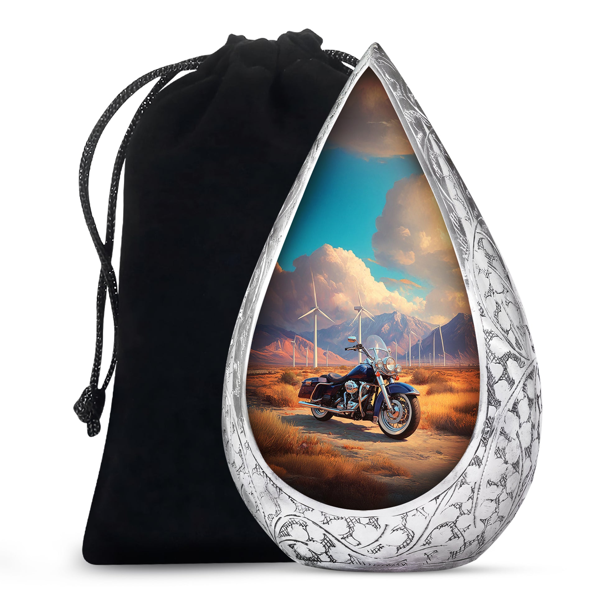 Scenic Motorcycle Memorial Urn - Windmill Valley Funeral Urn For Human Ashes