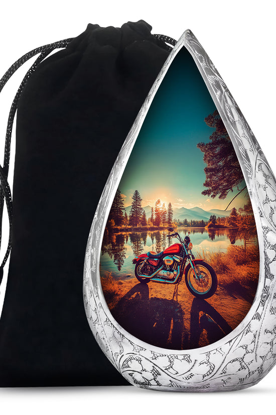 Mountain Lake Bike Funeral Urn - Cremation Urn For Adult Ashes