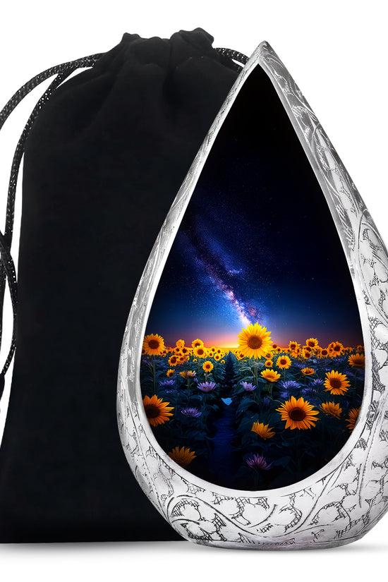 Sunflower Cremation Urn - Night Sky Beautiful Urn For Human Ashes
