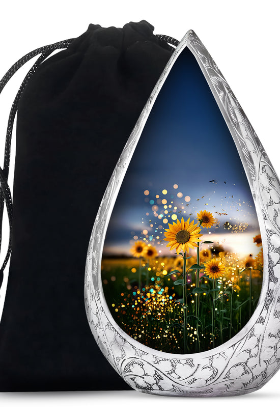 Sparkling Sunflower Field Urn - Decorative Cremation Urn For Loved Ones