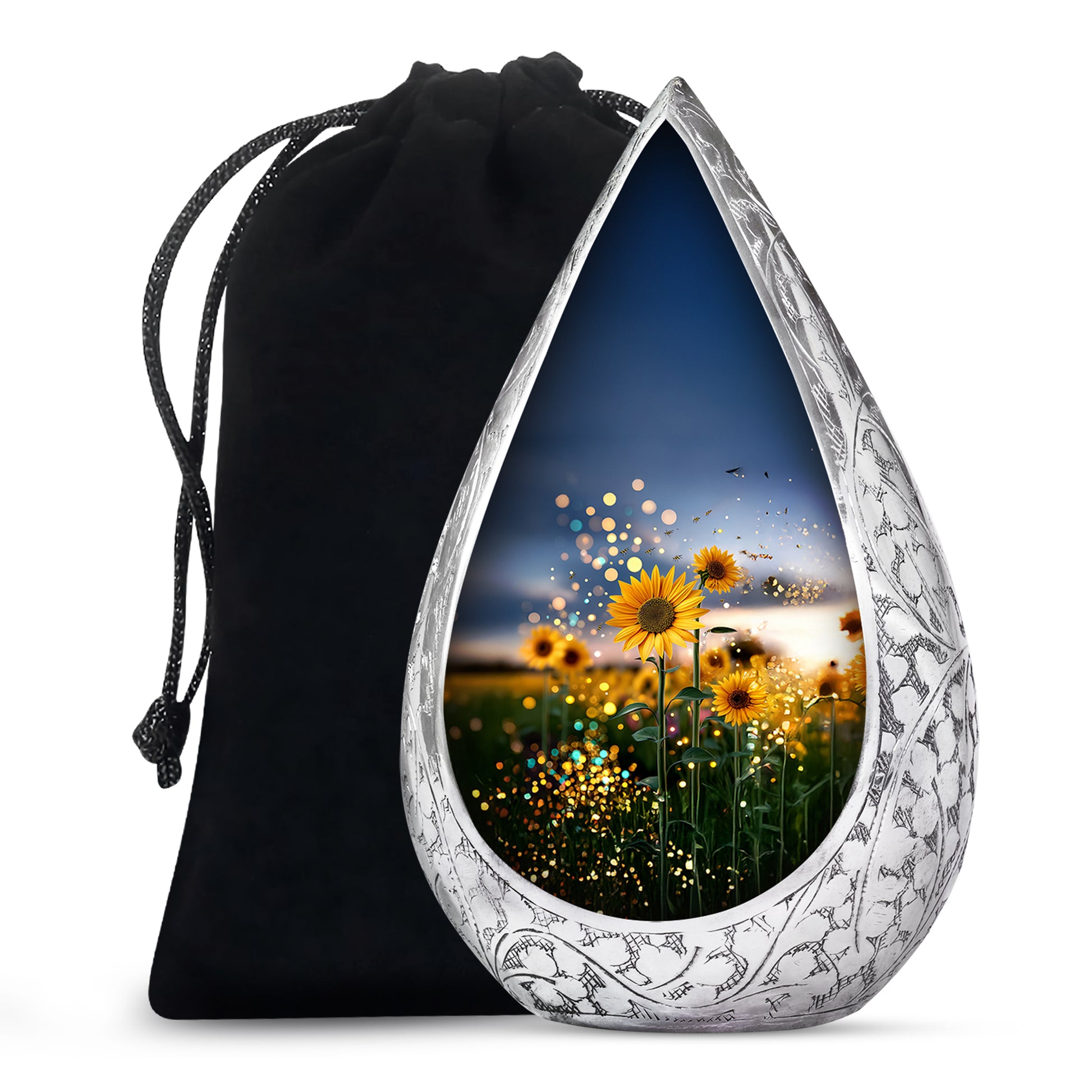 Sparkling Sunflower Field Urn - Decorative Cremation Urn For Loved Ones