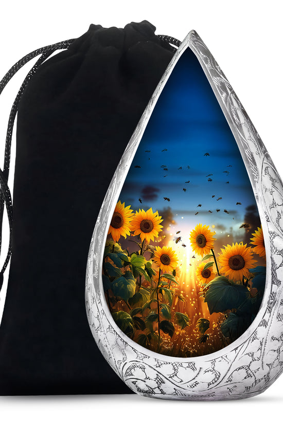 Sunflower Bee Memorial Urn - Sunset Cremation Urn For Ashes