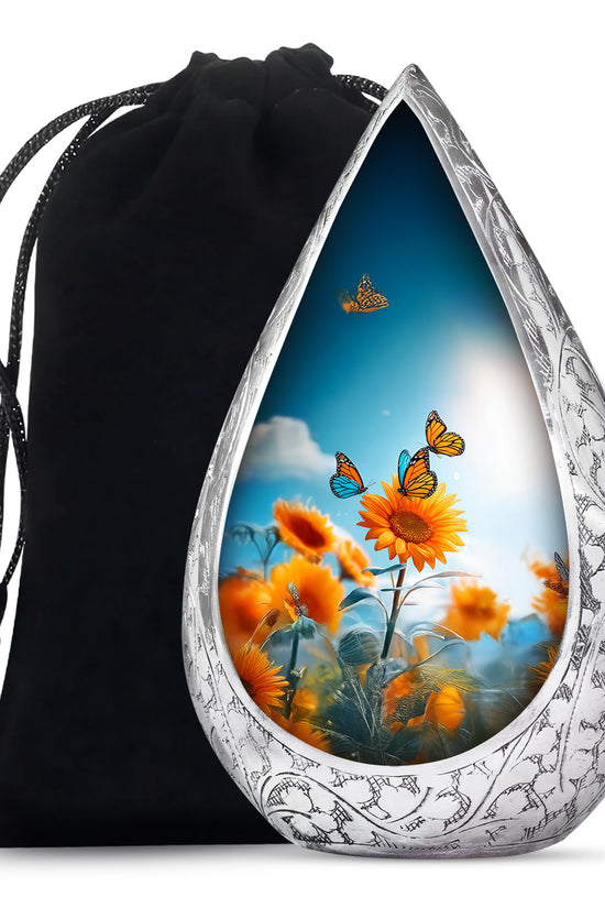 Sunflower Sky Garden Urn - Butterfly Funeral Urn For Adults Ashes