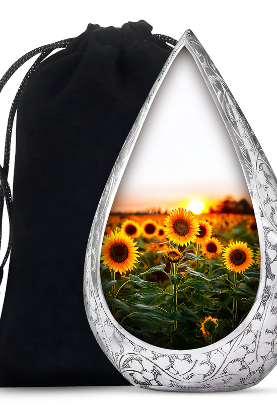Sunflower Memorial Urn - Sunset Floral Funeral Urn For Adult Ashes