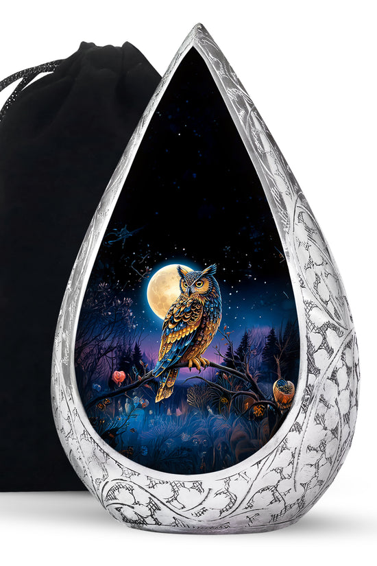 Beautiful Moonlight Cremation Urn - Night Owl Memorial Urn For Adults