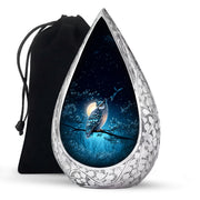Blue Night Owl Memorial Urn - Decorative Urn For Male & Female
