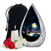 Black Owl Cremation Urn - Moonlight Memorial Urn For Human Ashes