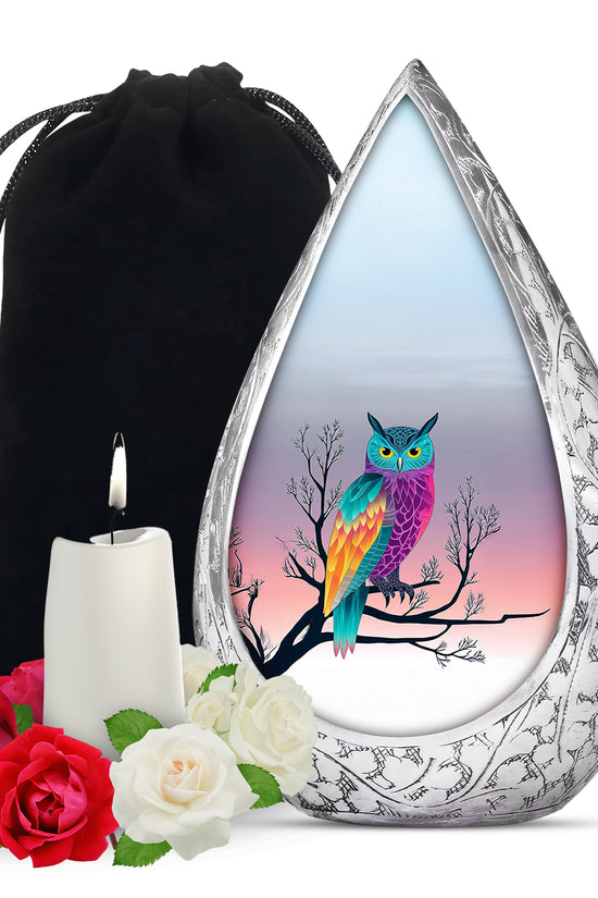 Owl Artwork Cremation Urn - Tree Memorial Urn For Loved Ones