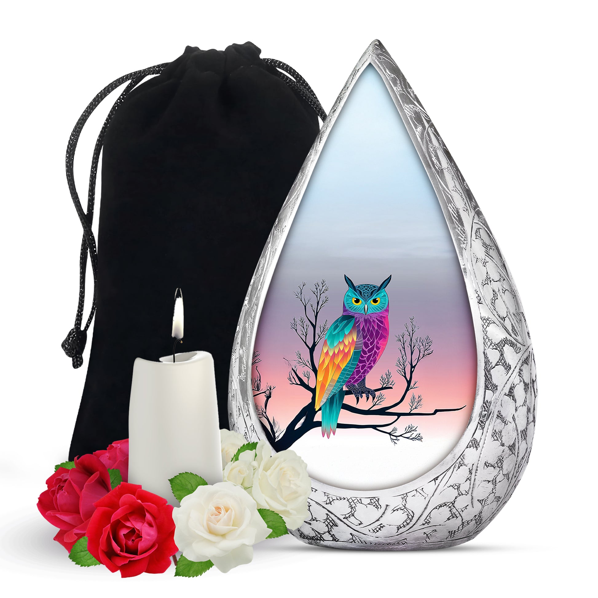 Owl Artwork Cremation Urn - Tree Memorial Urn For Loved Ones