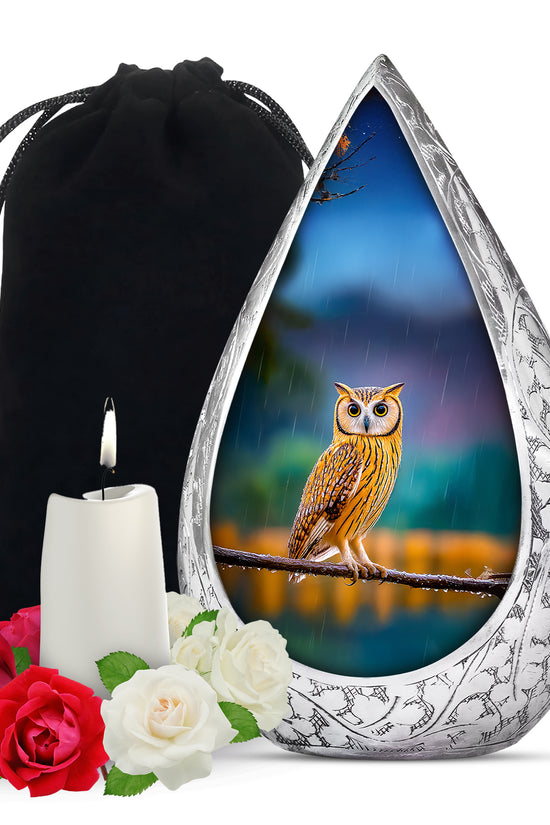 Rain Forest Owl Memorial Urn - Nature Cremation Urn For Adults