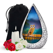 Rain Forest Owl Memorial Urn - Nature Cremation Urn For Adults