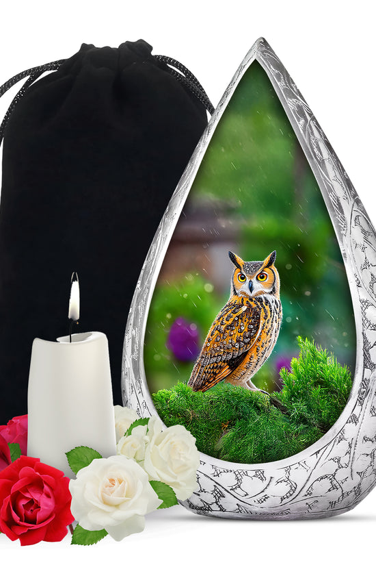 Owl Funeral Urn For Ashes - Green Nature Cremation Urn