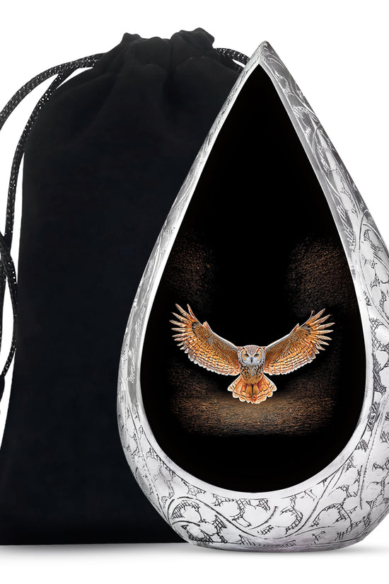 Owl Cremation Urn - Black Memorial Urn For Human Ashes